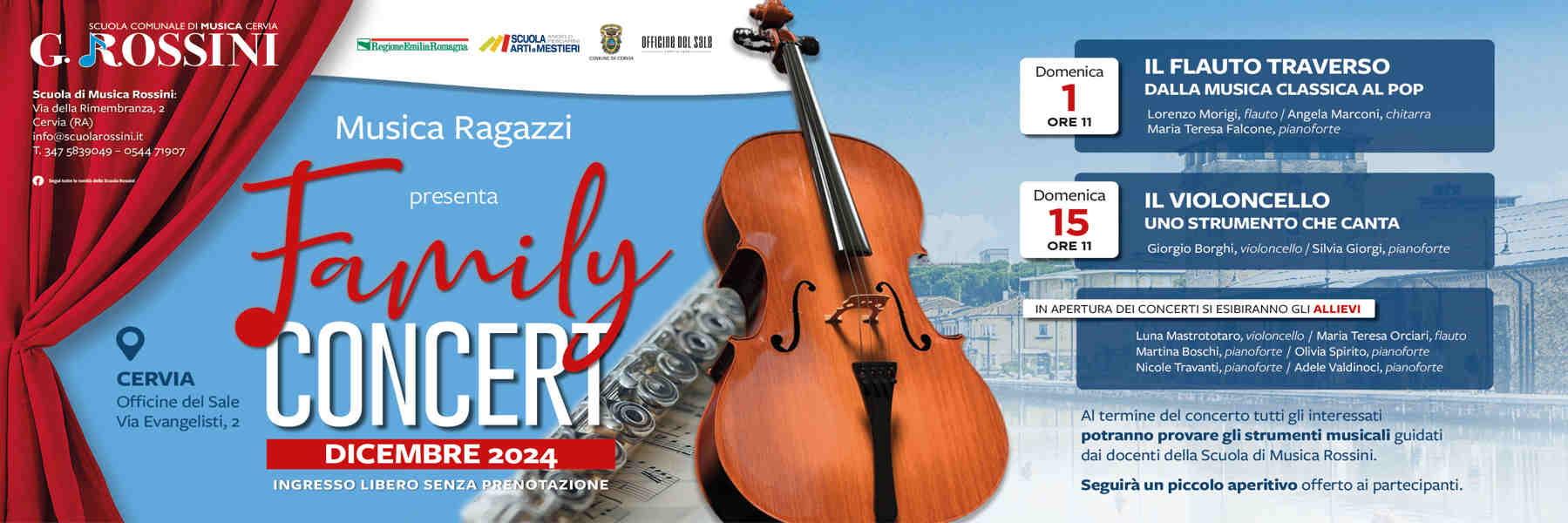 Family Concert. Il violoncello protagonista a Cervia il 15 dicembre